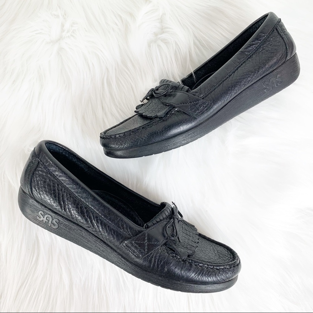 SAS | Black Leather Kiltie Tassel Moccasin Loafers